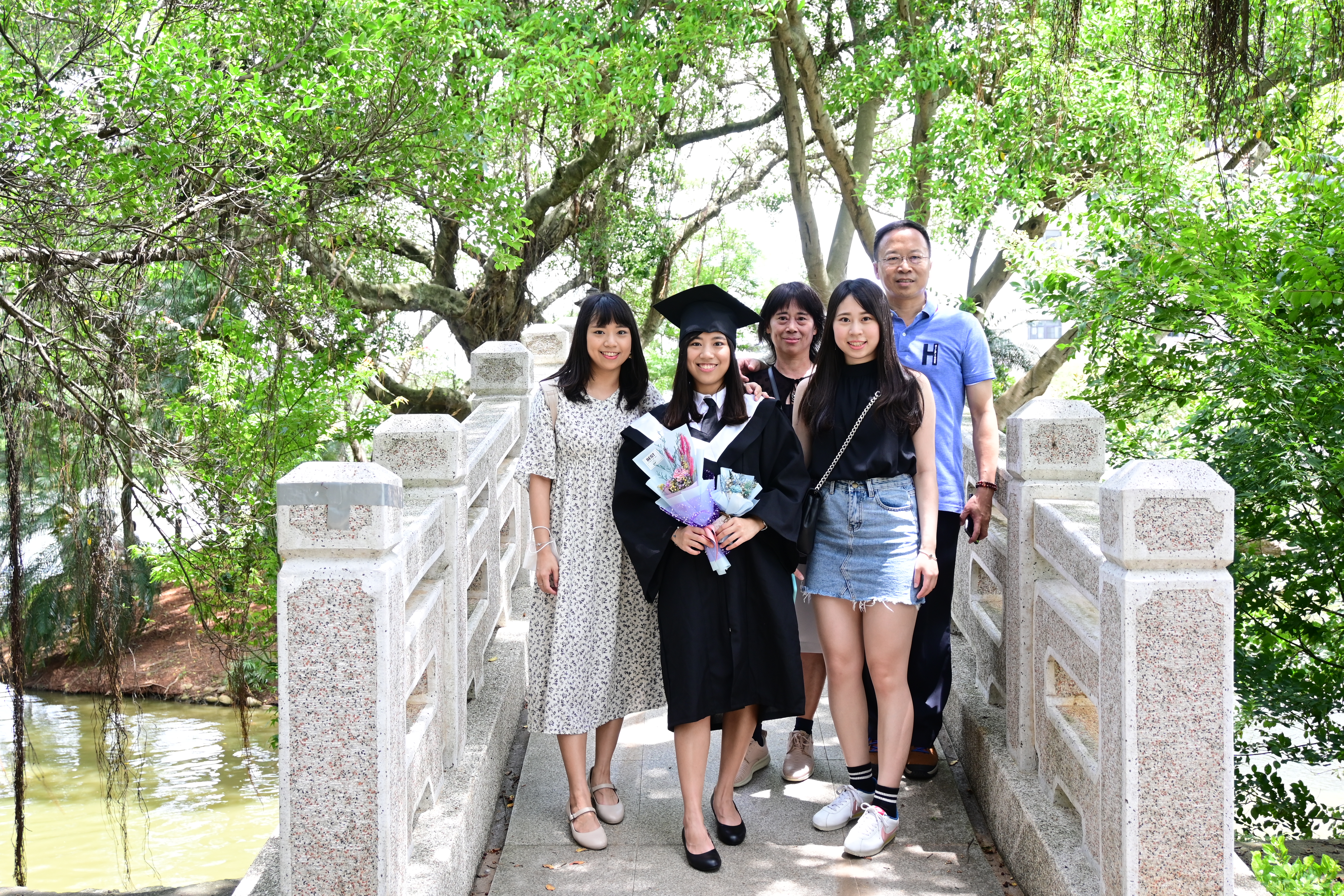 wearing bachelor gown with my family